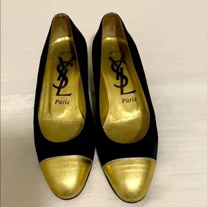 Yves Saint Laurent Black and Gold Flats 7